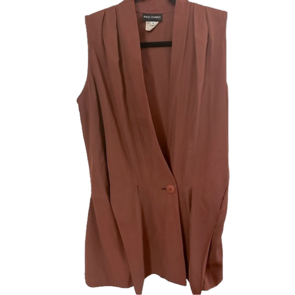 Vintage VTG Paul Harris Sleeveless Button Vest - Rust/Sienna - Women’s Medium